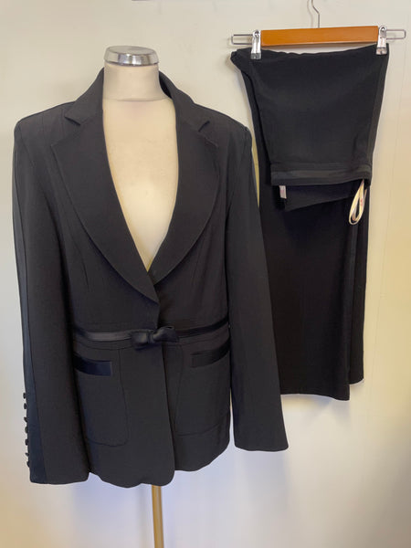 WHISTLES BLACK TUXEDO TAILORED WIDE LEG TROUSER SUIT SIZE 16