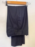 FRENCH EYE NAVY BLUE STRIPE WOOL TAILORED TROUSER SUIT SIZE 10