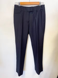 FRENCH EYE NAVY BLUE STRIPE WOOL TAILORED TROUSER SUIT SIZE 10