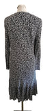 JIGSAW BLACK & WHITE FLORAL PRINT LONG SLEEVE DRESS  SIZE 14