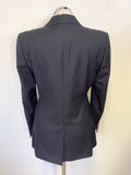 FRENCH EYE NAVY BLUE STRIPE WOOL TAILORED TROUSER SUIT SIZE 10