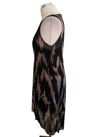 MINT VELVET BLACK & BROWN PRINT SLEEVELESS DRESS  SIZE 12
