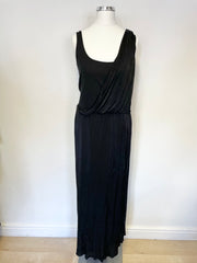 ALEXANDER MCQUEEN BLACK DRAPED TOP SLEEVELESS LONG DRESS SIZE M