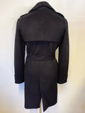 UNBRANDED BLACK WOOL & CASHMERE UNLINED COLLARED BELTED COAT SIZE 10