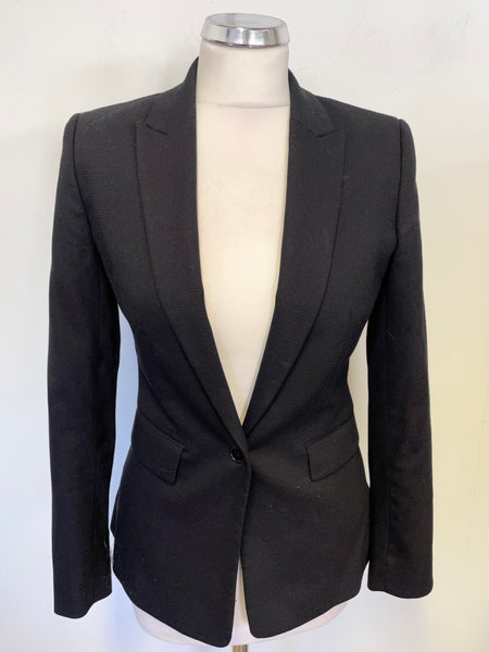 REISS DARTMOUTHS BLACK WOOL MIX  LONG SLEEVED JACKET SIZE 8