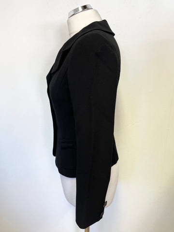 HOBBS BLACK WOOL COLLARED LONG SLEEVED FITTED JACKET SIZE 8