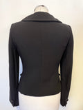 HOBBS BLACK WOOL COLLARED LONG SLEEVED FITTED JACKET SIZE 8