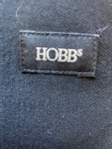HOBBS BLACK WOOL COLLARED LONG SLEEVED FITTED JACKET SIZE 8