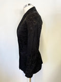 REISS DAHLIA BLACK SATIN PRINT SPECIAL OCCASION TAILORED JACKET SIZE 4