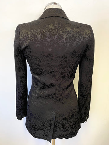 REISS DAHLIA BLACK SATIN PRINT SPECIAL OCCASION TAILORED JACKET SIZE 4