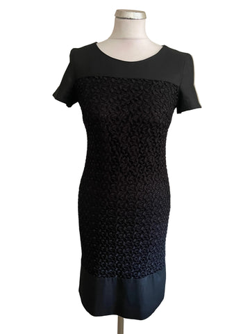 MARKS & SPENCER AUTOGRAPH BLACK LACE OVERLAY PENCIL DRESS SIZE 8