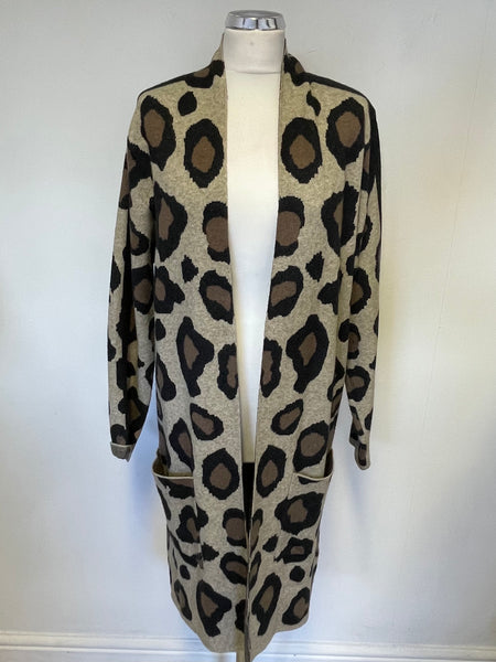 RINO & PELLE CAMEL & BLACK PRINT LONG SLEEVED CARDIGAN/ JACKET SIZE XL