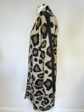 RINO & PELLE CAMEL & BLACK PRINT LONG SLEEVED CARDIGAN/ JACKET SIZE XL