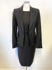 AUSTIN REED WOOL BLEND BLACK PINSTRIPE PENCIL DRESS & JACKET SUIT SIZE 8