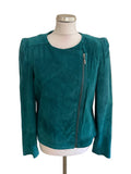 TWIGGY FOR MARKS & SPENCER EMERALD GREEN SUEDE ZIP UP JACKET SIZE 14