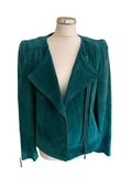 TWIGGY FOR MARKS & SPENCER EMERALD GREEN SUEDE ZIP UP JACKET SIZE 14