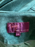 TWIGGY FOR MARKS & SPENCER EMERALD GREEN SUEDE ZIP UP JACKET SIZE 14