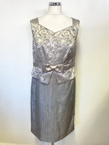 ROMAN SILVER GREY SLEEVELESS DRESS & 3/4 SLEEVED JACKET SPECIAL OCCASION SUIT SIZE 10 UK 14