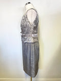 ROMAN SILVER GREY SLEEVELESS DRESS & 3/4 SLEEVED JACKET SPECIAL OCCASION SUIT SIZE 10 UK 14