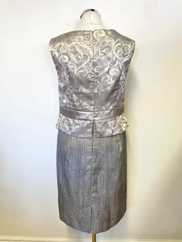 ROMAN SILVER GREY SLEEVELESS DRESS & 3/4 SLEEVED JACKET SPECIAL OCCASION SUIT SIZE 10 UK 14