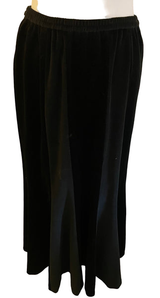 FRANK USHER BLACK VELVET A-LINE LONG EVENING SKIRT SIZE 38 UK 10