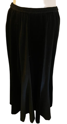 FRANK USHER BLACK VELVET A-LINE LONG EVENING SKIRT SIZE 38 UK 10