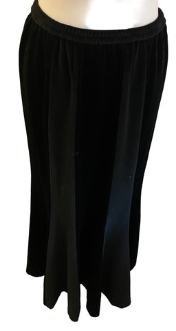 FRANK USHER BLACK VELVET A-LINE LONG EVENING SKIRT SIZE 38 UK 10