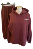 WAT THE BRAND INSPIRED LIFESTYLE BURGUNDY HOODIE & JOGGING BOTTOM SET SIZE S/XS