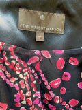 FENN WRIGHT MANSON 100% BLACK & DEEP PINK PRINT SKIRT & JACKET SET SIZE 16