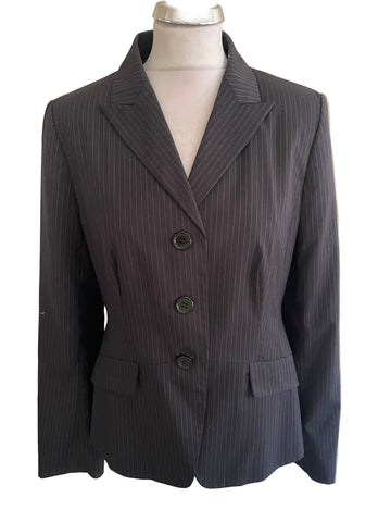 L.K BENNETT CHARCOAL PINSTRIPE TAILORED TROUSERS SUIT  SIZE 14
