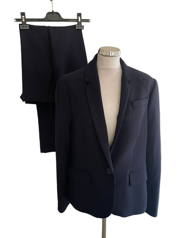 BRAND NEW LK BENNETT ROSANNE SLOANE BLUE PINSTRIPE TAILORED TROUSERS SUIT SIZE 14
