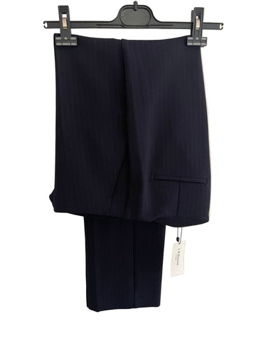 BRAND NEW LK BENNETT ROSANNE SLOANE BLUE PINSTRIPE TAILORED TROUSERS SUIT SIZE 14