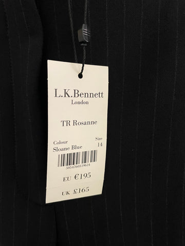 BRAND NEW LK BENNETT ROSANNE SLOANE BLUE PINSTRIPE TAILORED TROUSERS SUIT SIZE 14