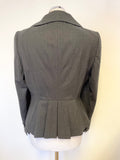 L.K. BENNETT DARK GREY WOOL PLEATED REAR JACKET SIZE 14