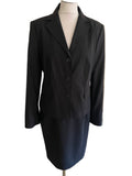 HUGO BOSS VIRGIN WOOL BLACK TAILORED JACKET SKIRT & TROUSER SUIT SIZE 12,14 & 16