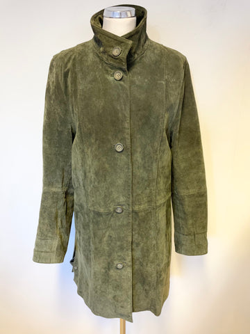 MADDOX SAGE GREEN SUEDE MID LENGTH COAT SIZE 14