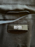 HUGO BOSS VIRGIN WOOL BLACK TAILORED JACKET SKIRT & TROUSER SUIT SIZE 12,14 & 16