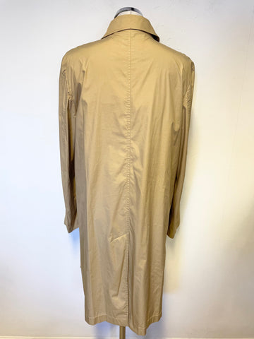 MULBERRY PALE GOLD 100% SILK COLLARED KNEE LENGTH MAC SIZE M