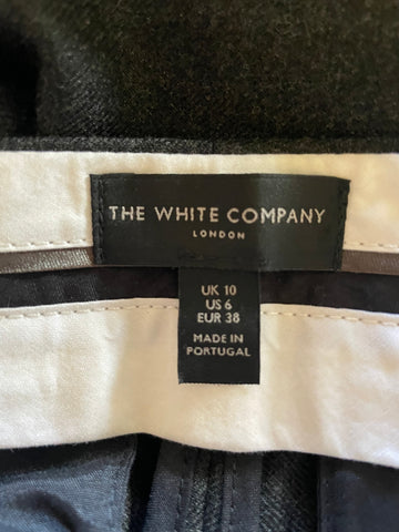 THE WHITE COMPANY WOOL MIX GREY STRAIGHT LEG TROUSERS SIZE 10