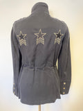 MINT VELVET BLACK WITH STAR MOTIF ZIP FRONT LONG SLEEVED JACKET SIZE 8