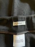 PLANET BLACK WOOL BLEND PAISLEY PRINTED WIDE LEG TROUSERS SIZE 10