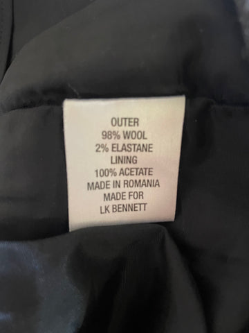 LK BENNETT WOOL DARK GREY STRAIGHT LEG TROUSERS  SIZE 8