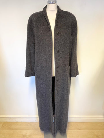 PAUL COSTELLO COLLECTION GREY WOOL,ALPACA & MOHAIR FULL LENGTH COAT SIZE 12