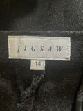 JIGSAW CHARCOAL GREY WOOL BLEND STRAIGHT LEG TROUSERS SIZE 14