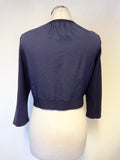 DAMSEL IN A DRESS NAVY BLUE 3/4 SLEEVED BOLERO FINE KNIT CARDIGAN  SIZE 14
