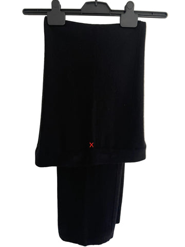 CHINTI & PARKER BASICS WOOL & CASHMERE BLACK WIDE LEG TRACK PANTS SIZE S