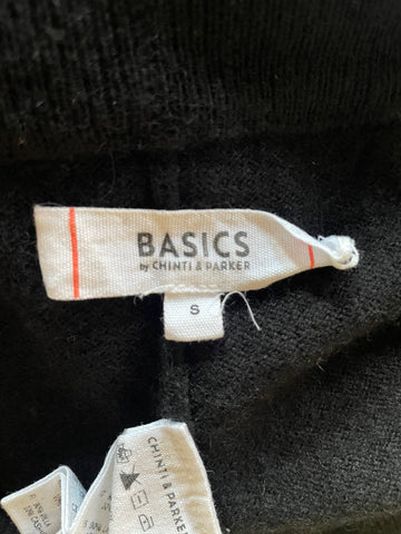 CHINTI & PARKER BASICS WOOL & CASHMERE BLACK WIDE LEG TRACK PANTS SIZE S