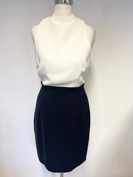 STICKY FINGERS NAVY BLUE & WHITE TOP SLEEVELESS PENCIL DRESS SIZE 8