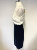 STICKY FINGERS NAVY BLUE & WHITE TOP SLEEVELESS PENCIL DRESS SIZE 8
