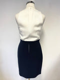 STICKY FINGERS NAVY BLUE & WHITE TOP SLEEVELESS PENCIL DRESS SIZE 8